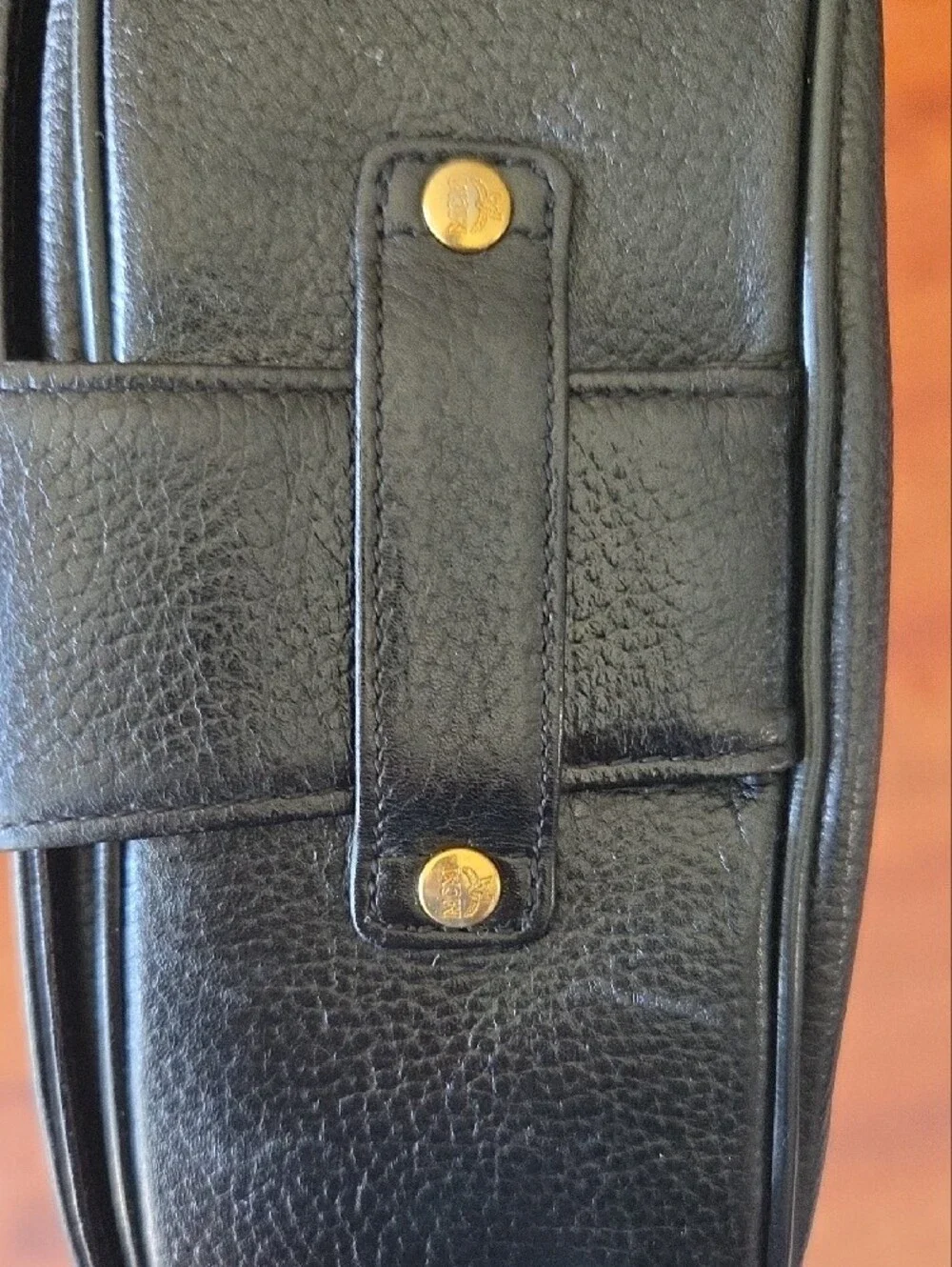 MCM Black Leather Crossbody Bag with Gold Hardware